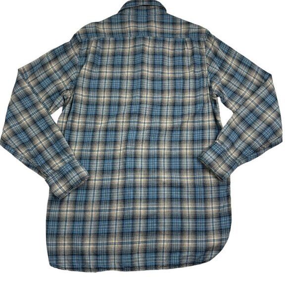 Lucky Brand Plaid Soft 100% Cotton Western Button Down Shirt Men's Size Medium - Picture 3 of 6
